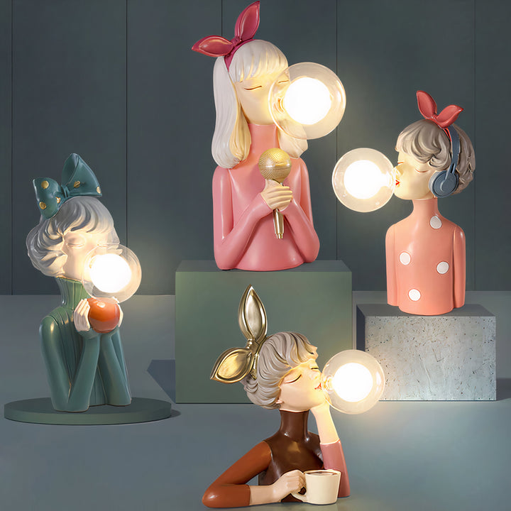 Whimsical Figurine Bubble Table Lamp