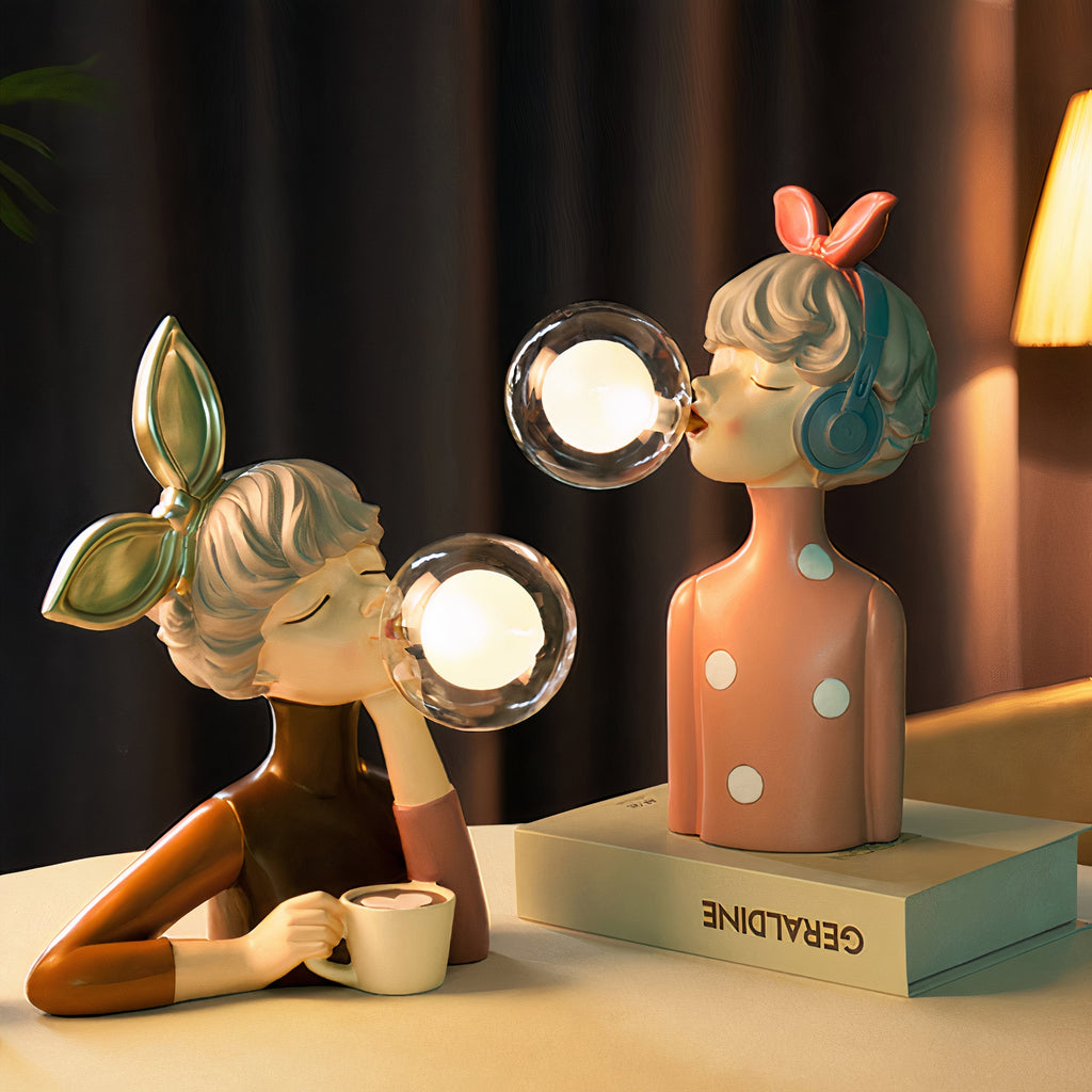 Whimsical Figurine Bubble Table Lamp