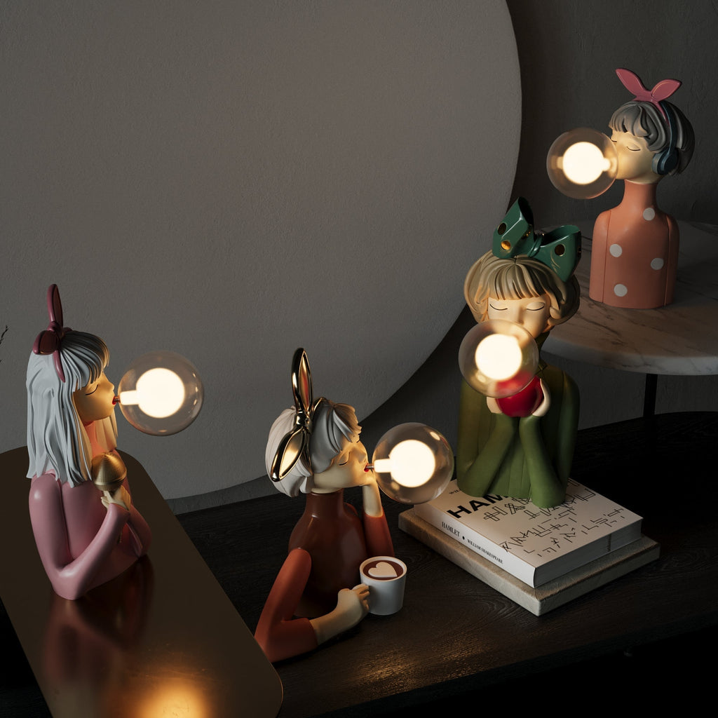 Whimsical Figurine Bubble Table Lamp