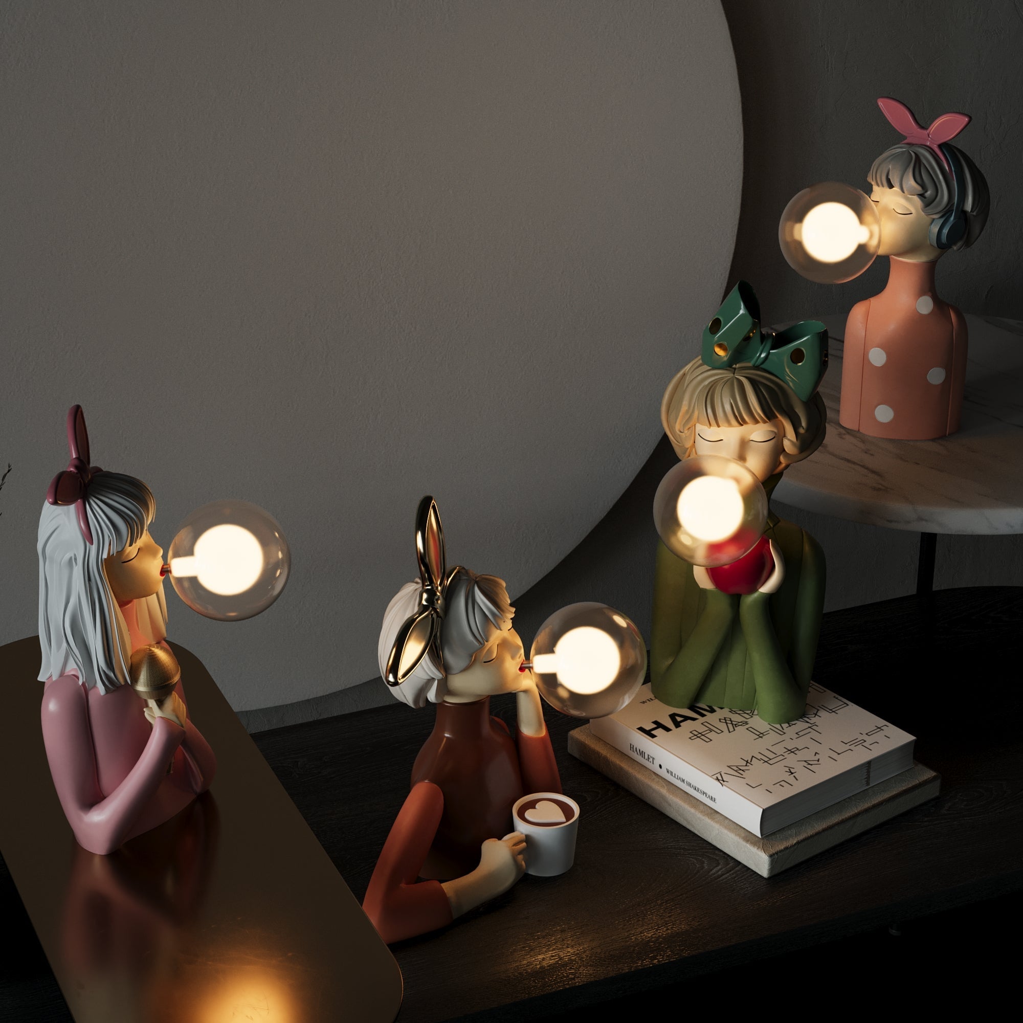 Whimsical Figurine Bubble Table Lamp