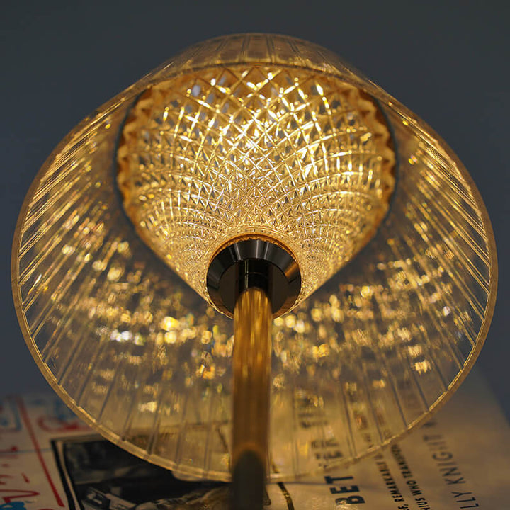 Crystal Table Lamp | Rechargeable Glow | Bedside, Desk | Gold