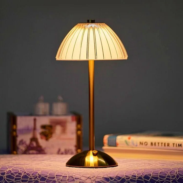 Crystal Table Lamp | Rechargeable Glow | Bedside, Desk | Gold
