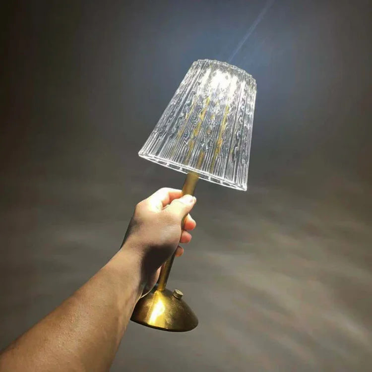 Crystal Table Lamp | Rechargeable Glow | Bedside, Desk | Gold
