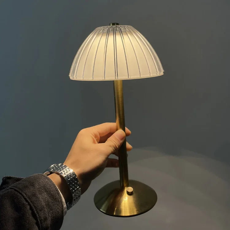 Crystal Table Lamp | Rechargeable Glow | Bedside, Desk | Gold
