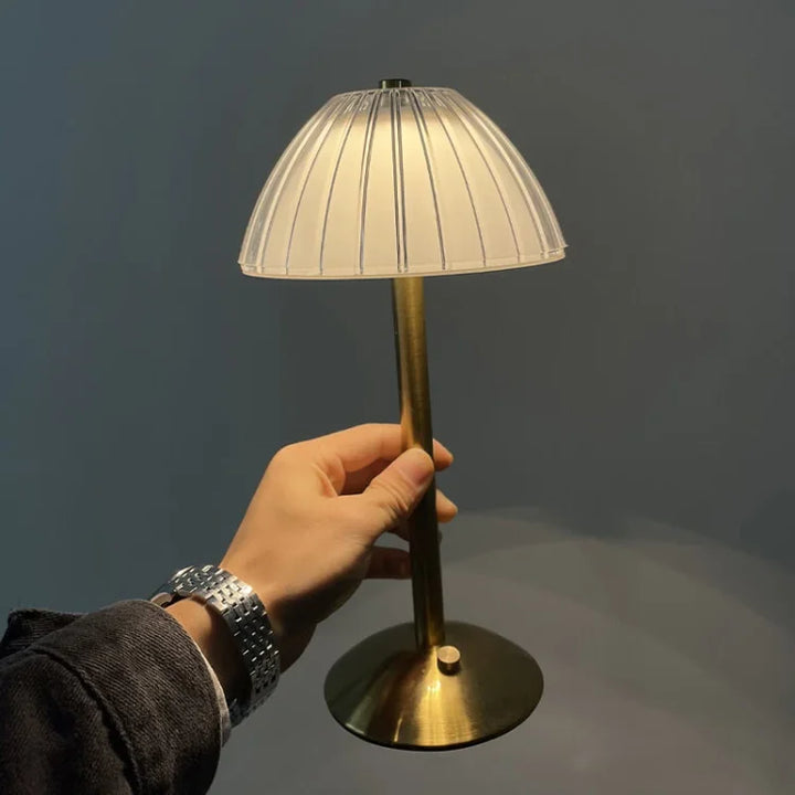 Crystal Table Lamp | Rechargeable Glow | Bedside, Desk | Gold