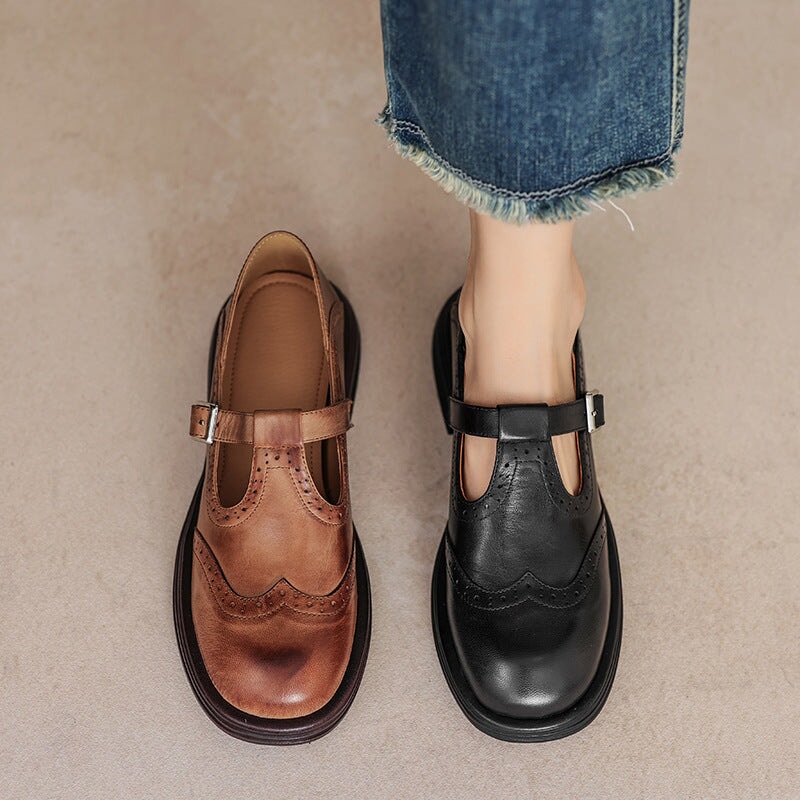Covernorth Women's Leather Brogue Mary Janes