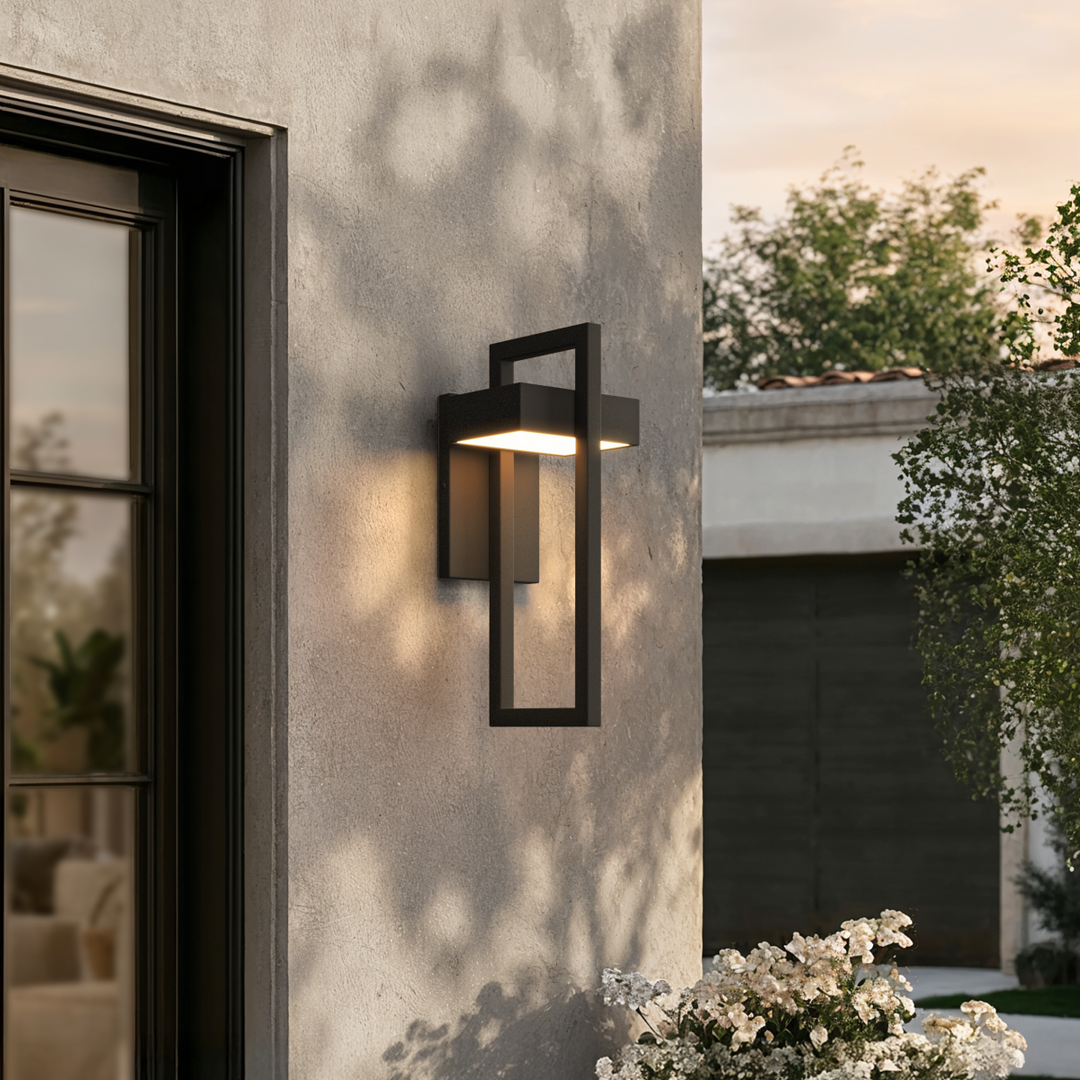 Modern Geometric LED Outdoor Wall Sconce Architectural Entryway Light