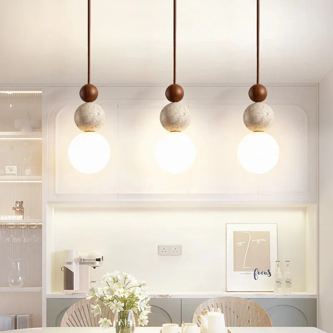 Modern Minimalist Stone Globe Pendant Light