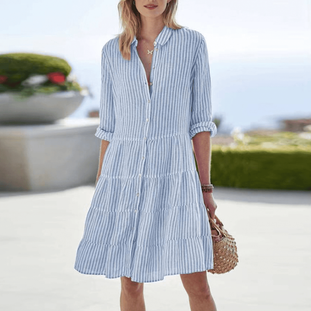 Covernorth Women's Striped Tiered Shirt Dress