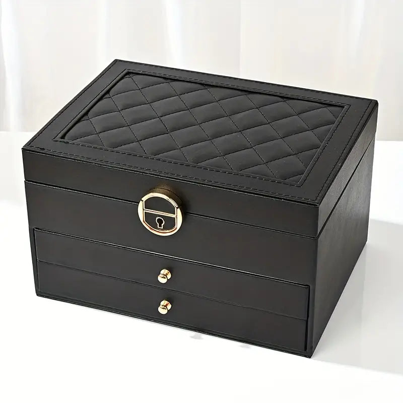 Quilted Leather Lock Jewelry Organizer