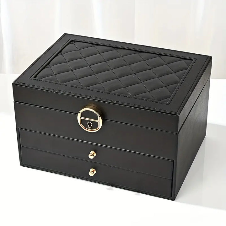 Quilted Leather Lock Jewelry Organizer