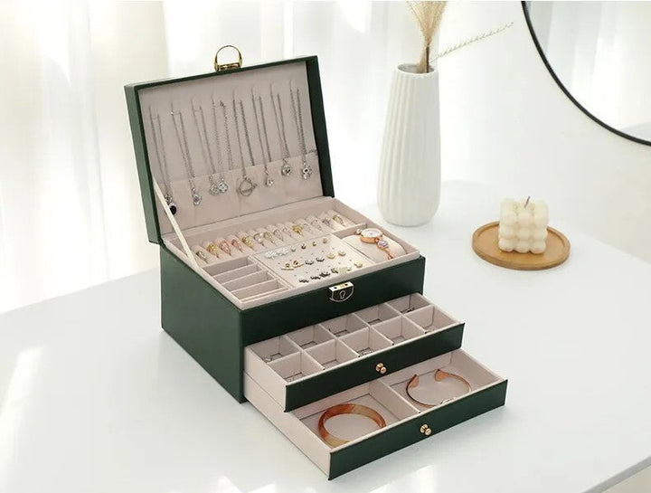 Quilted Leather Lock Jewelry Organizer