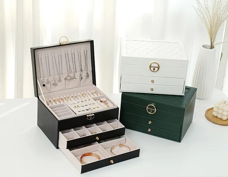Quilted Leather Lock Jewelry Organizer