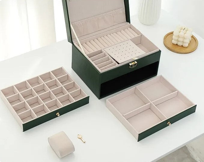 Quilted Leather Lock Jewelry Organizer