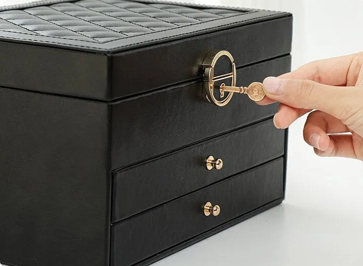 Quilted Leather Lock Jewelry Organizer