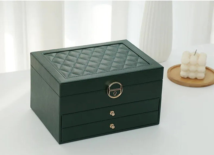 Quilted Leather Lock Jewelry Organizer