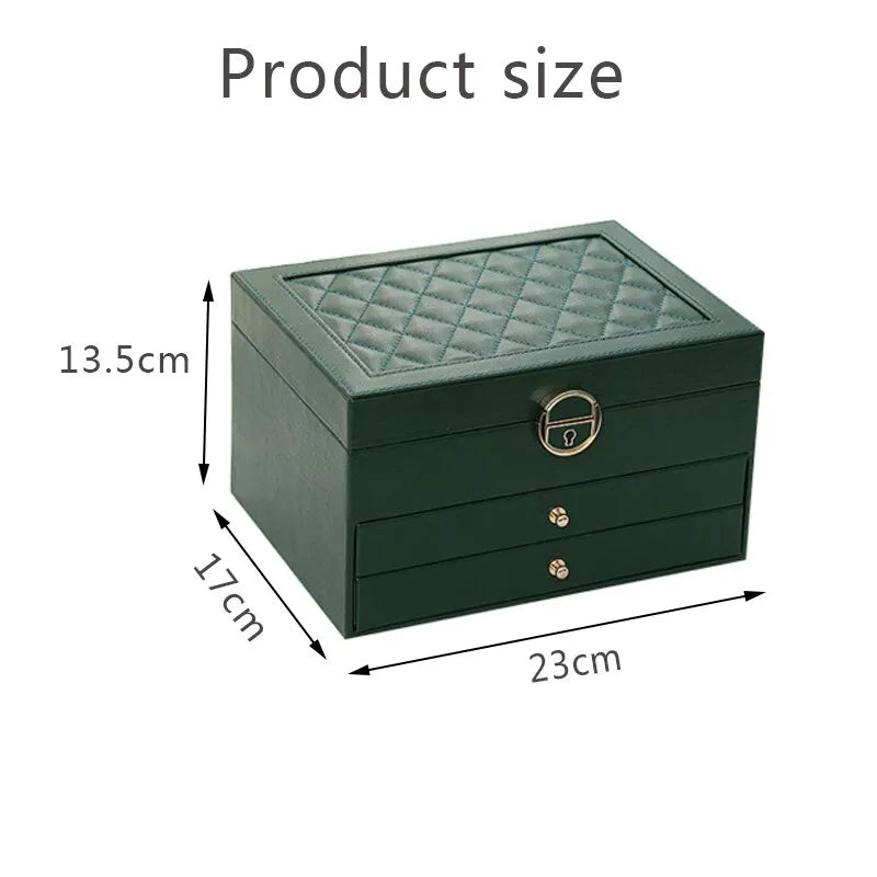 Quilted Leather Lock Jewelry Organizer