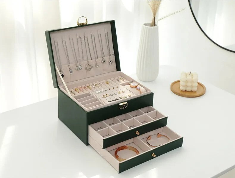 Quilted Leather Lock Jewelry Organizer