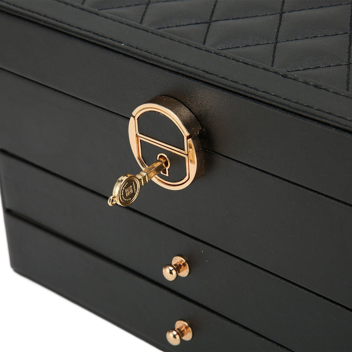 Quilted Leather Lock Jewelry Organizer
