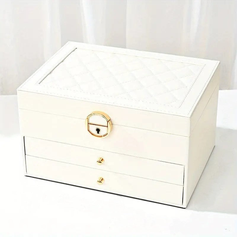 Quilted Leather Lock Jewelry Organizer