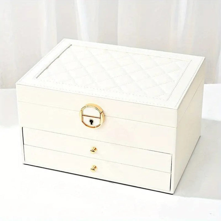 Quilted Leather Lock Jewelry Organizer