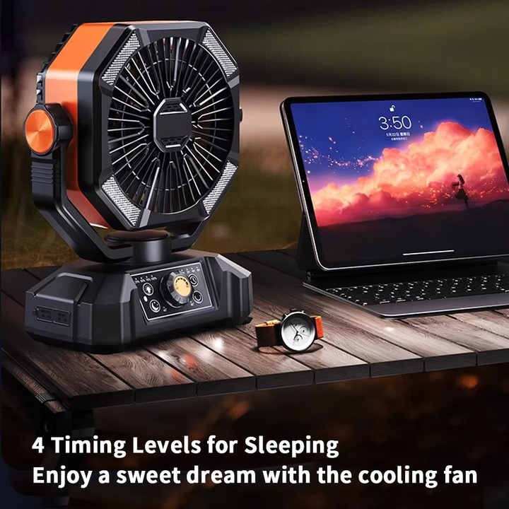 Portable Camping Fan | Power Bank & LED Light | Tent & Patio