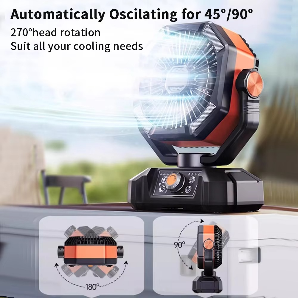 Portable Camping Fan | Power Bank & LED Light | Tent & Patio