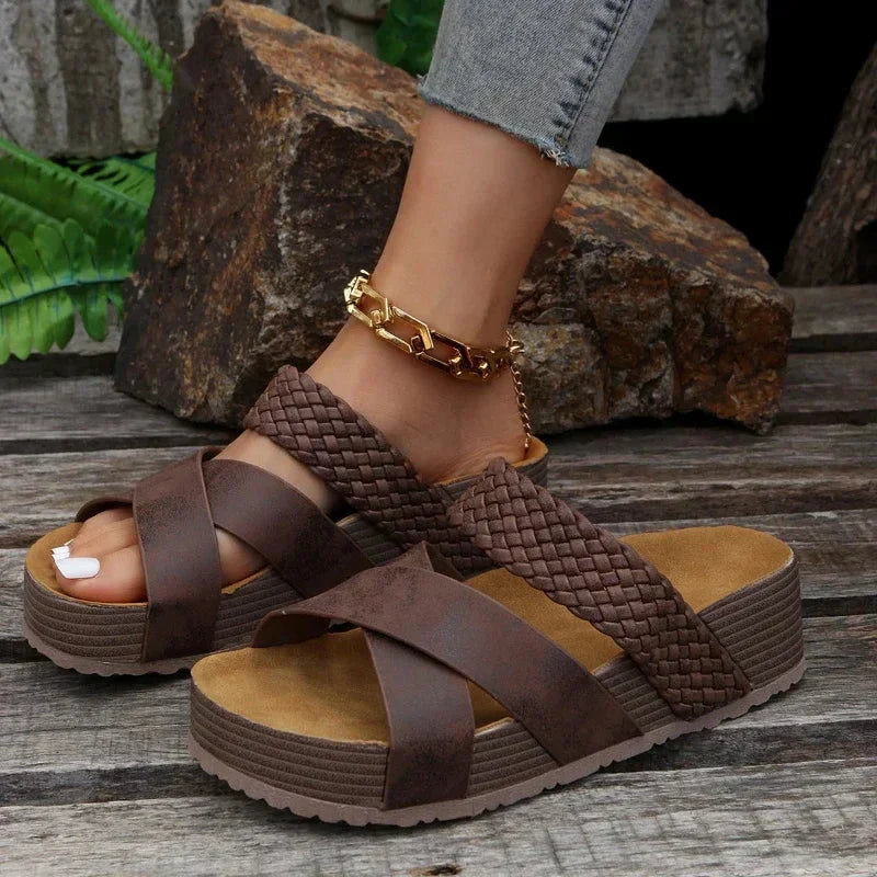 Women's Braided Strap Platform Sandals