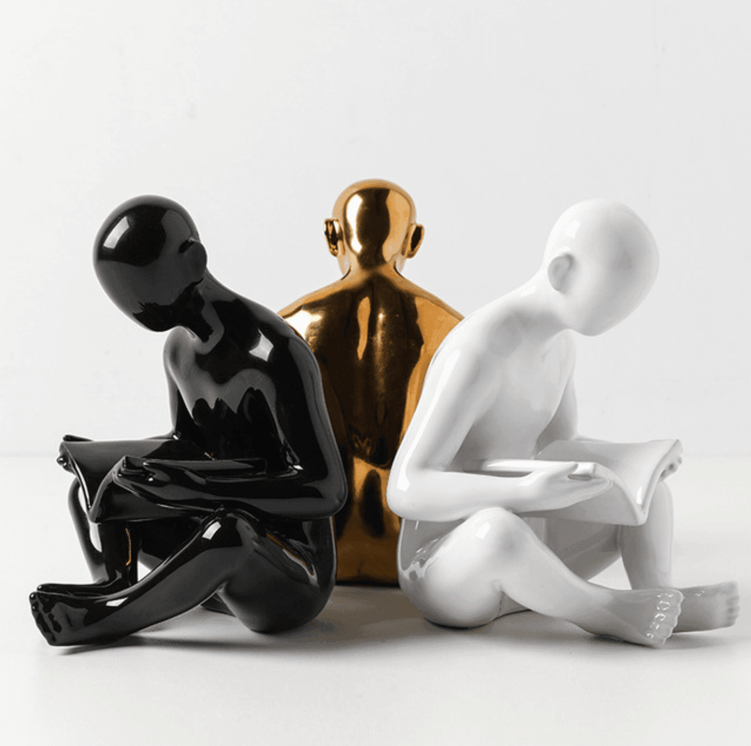 Abstract Reader Figurine | Minimalist Sculpture | Desk Accent