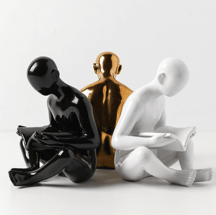 Abstract Reader Figurine | Minimalist Sculpture | Desk Accent