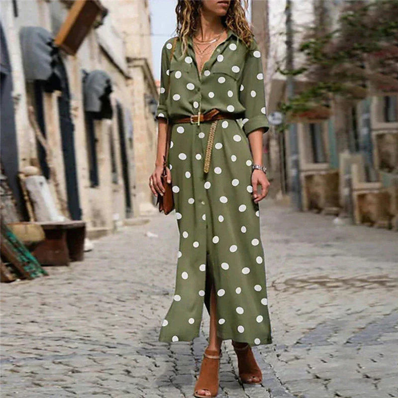 Covernorth Women’s Polka Dot Maxi Shirt Dress