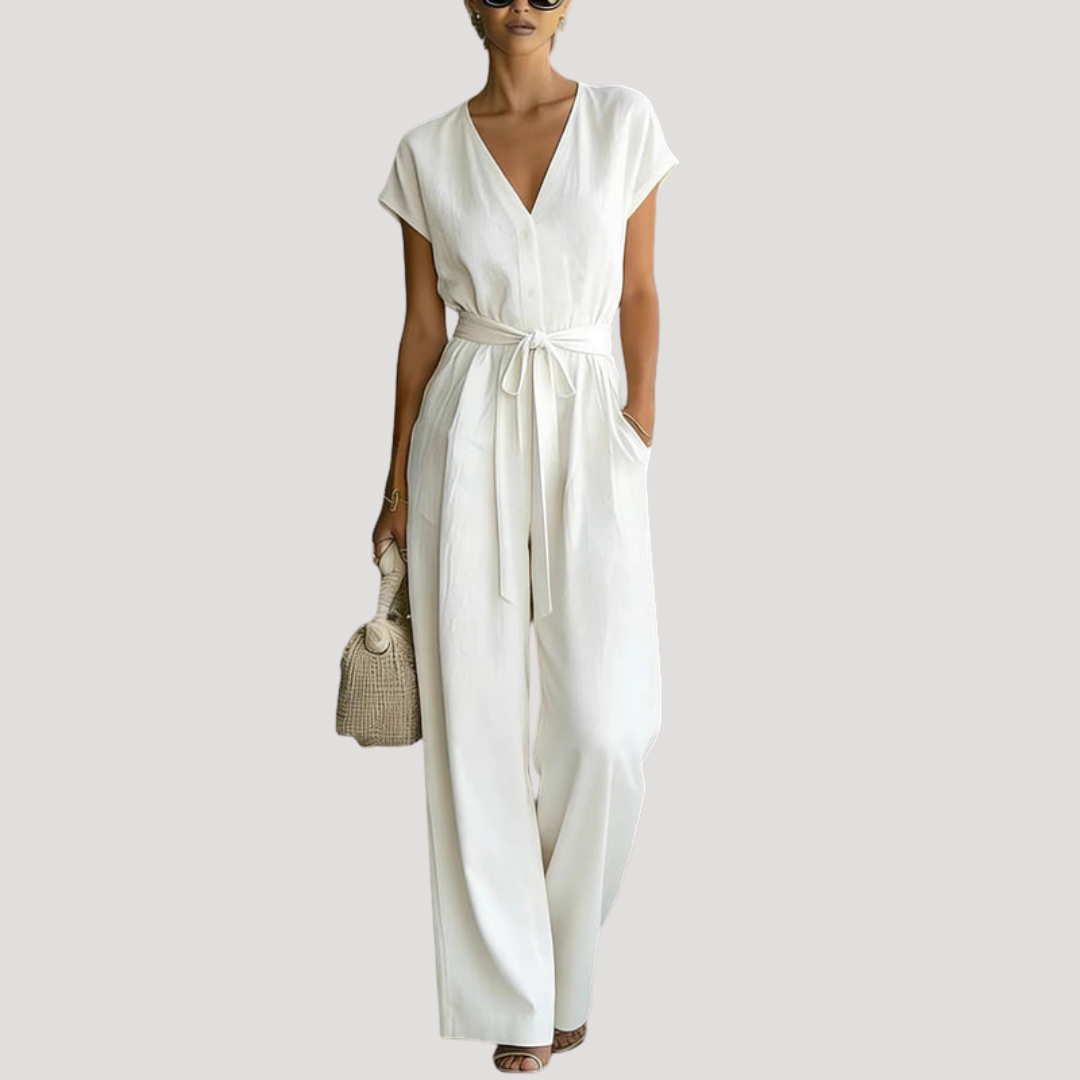 Women's V-Neck Wide-Leg Jumpsuit