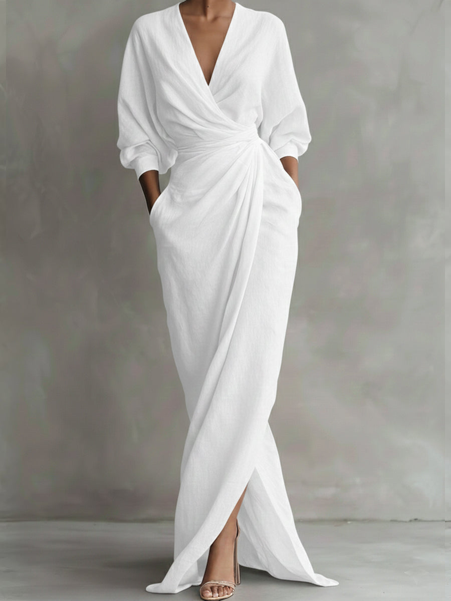 Covernorth Women's Linen-Blend Wrapped Maxi Dress
