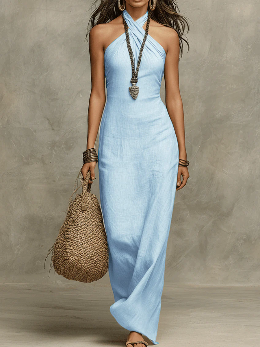 Women’s Linen Halter Maxi Dress