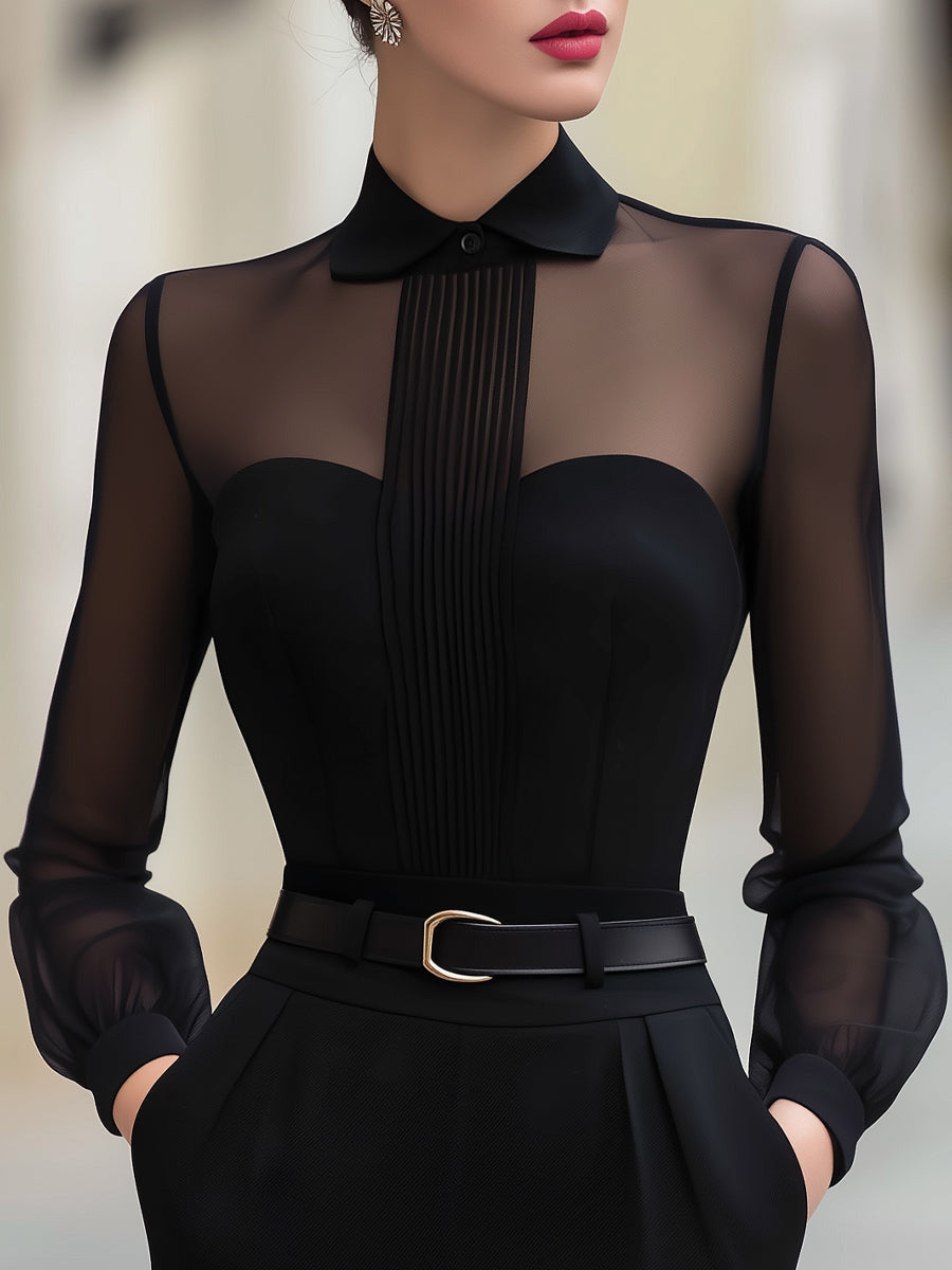 Women’s Sheer Long Sleeve Blouse