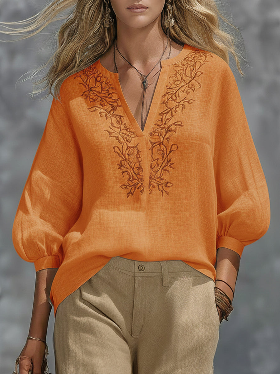 Women’s V-Neck Puff Sleeve Blouse
