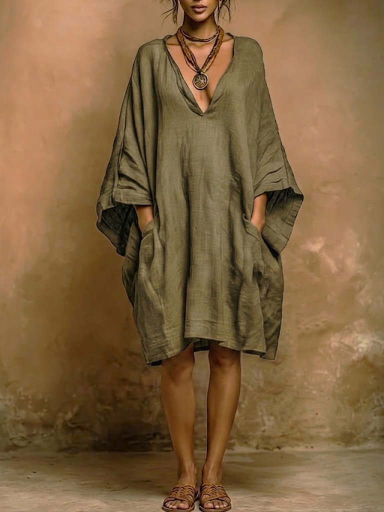Covernorth Women's Oversized V-Neck Kaftan Dress