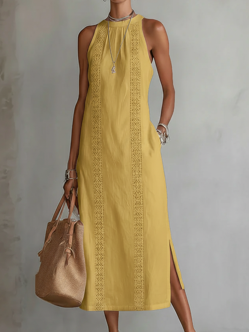 Women’s Embroidered Halter Maxi Dress
