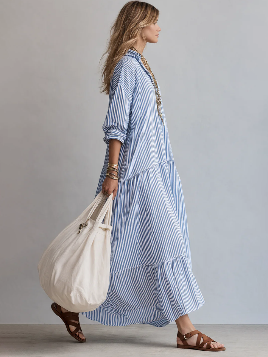 Covernorth Oversized Striped Shirt Dress