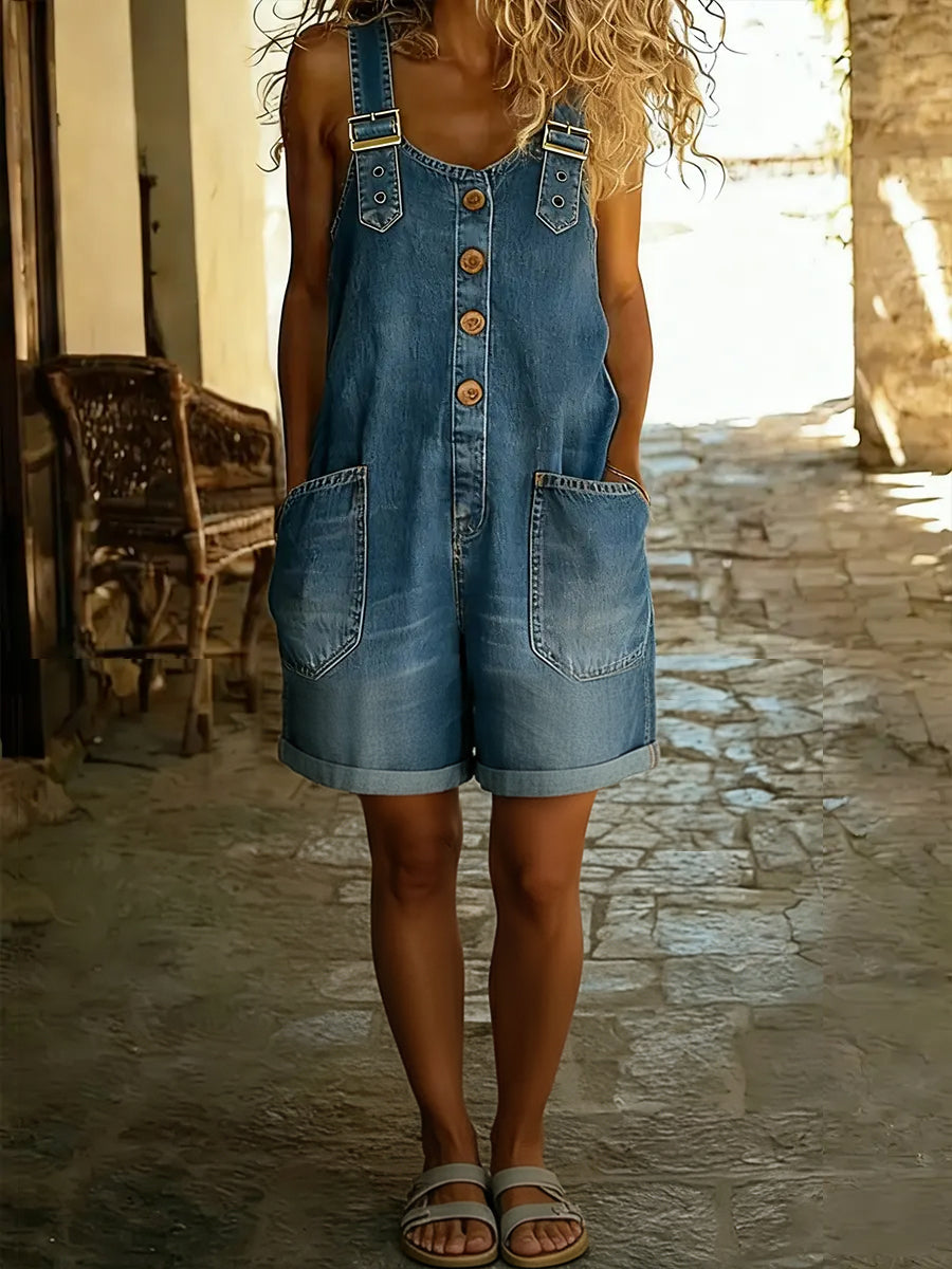 Covernorth Women's Denim Short Overalls