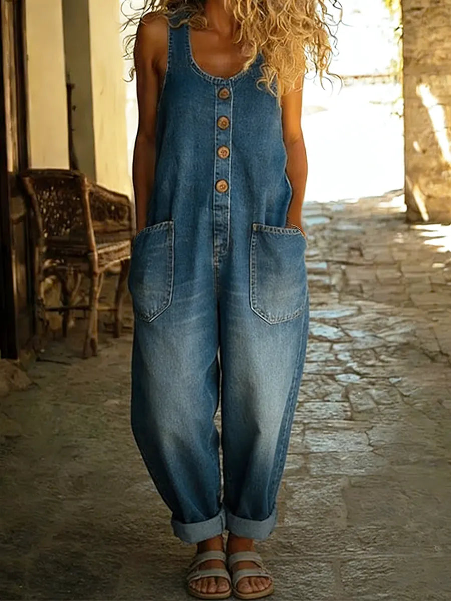 Covernorth Loose Fit Sleeveless Denim Overalls