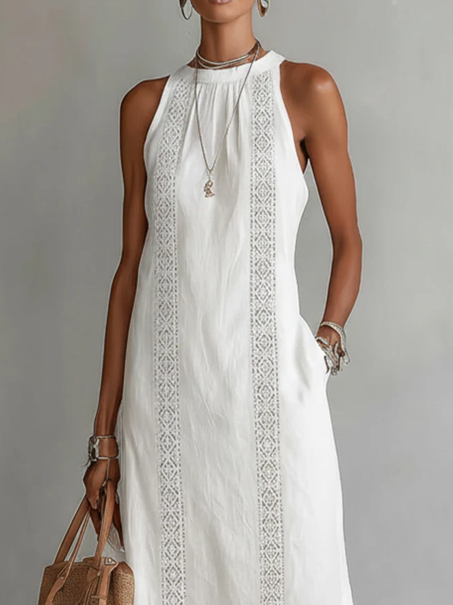 Women’s Embroidered Halter Maxi Dress
