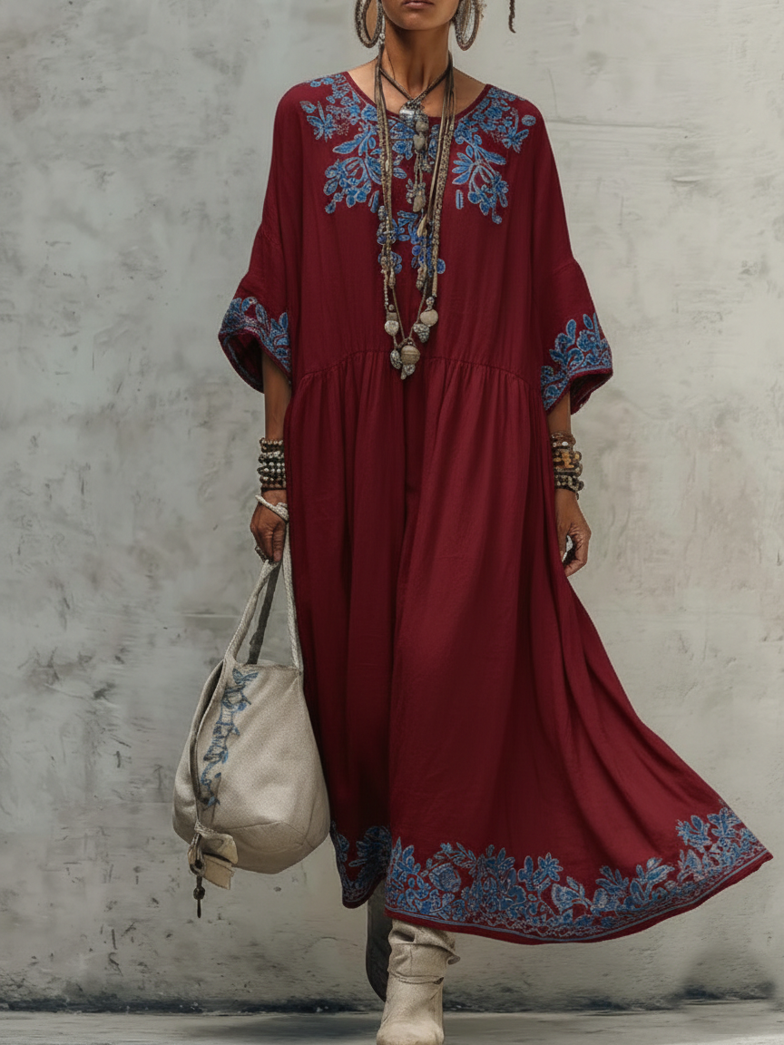 Covernorth Women’s Embroidered Boho Maxi Dress