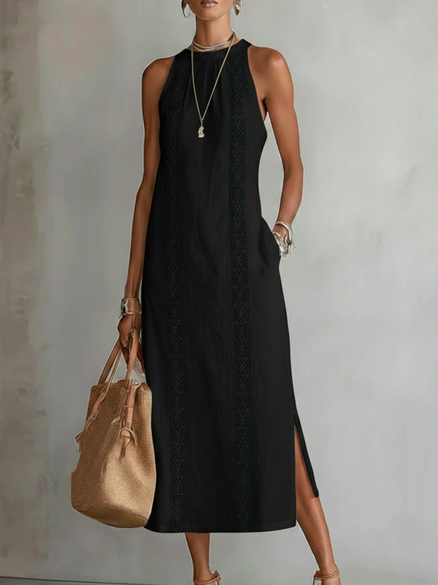 Women’s Embroidered Halter Maxi Dress