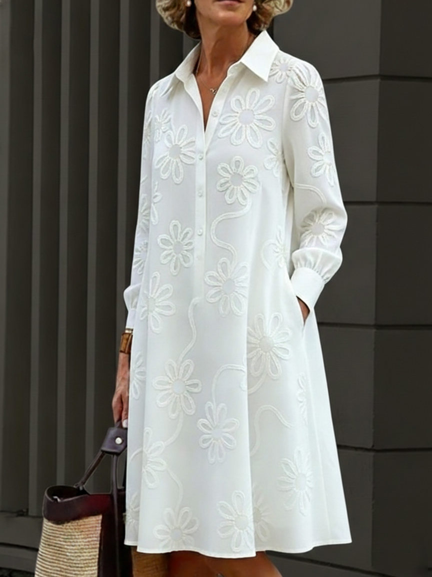 Covernorth Women’s Floral Embroidered Shirt Dress