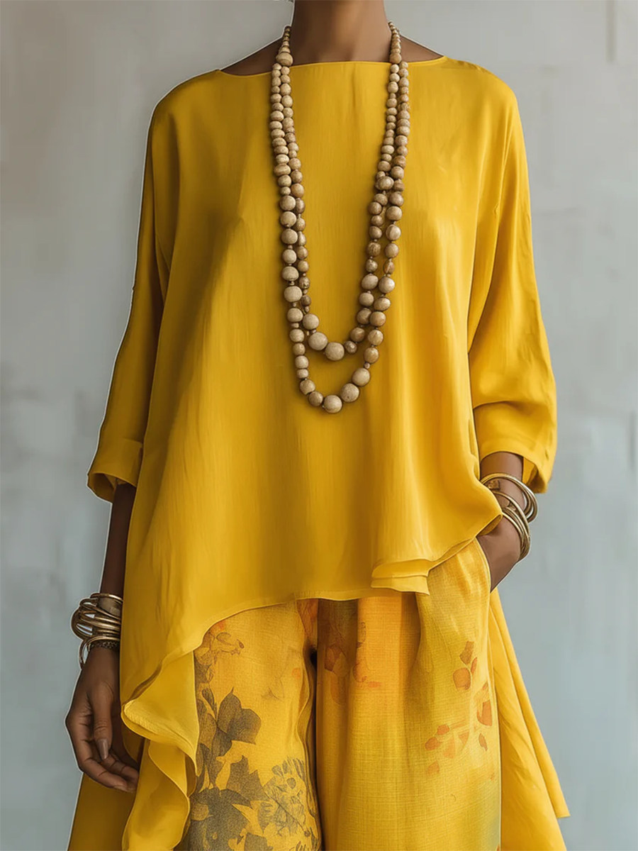 Women’s Floral Print Asymmetric Two-Piece Set