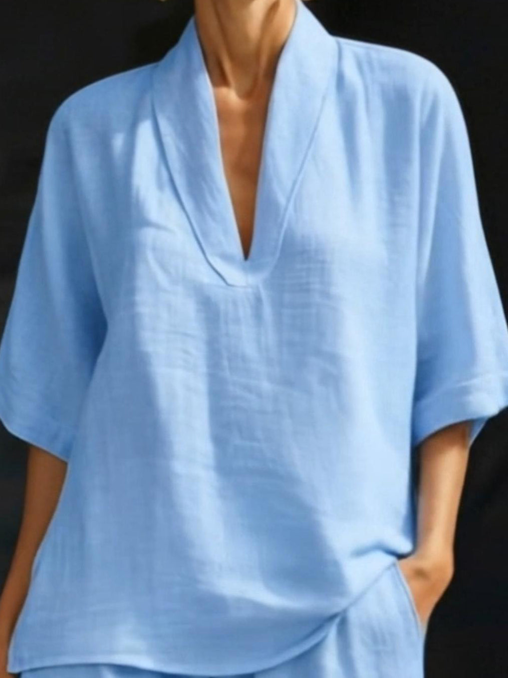 Covernorth Women’s Linen V-Neck Tunic and Shorts Set