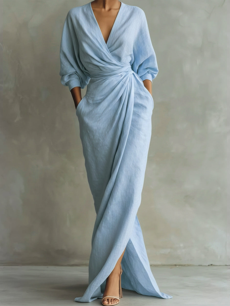 Covernorth Women's Linen-Blend Wrapped Maxi Dress