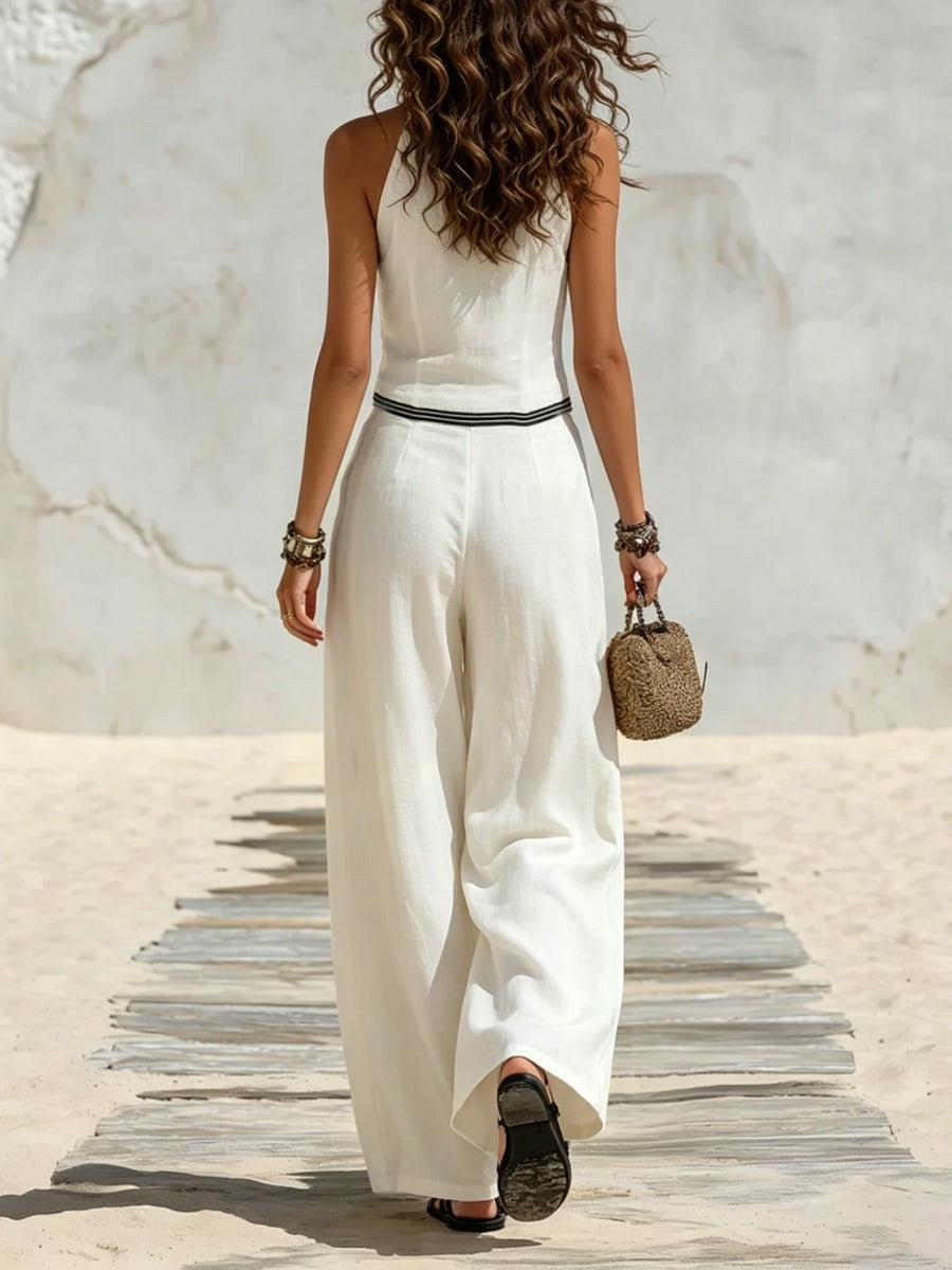 Covernorth Women’s Halter Top and Wide-Leg Linen Pant Set
