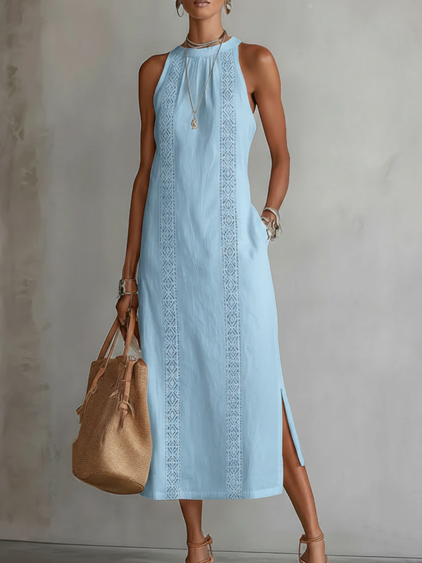Covernorth Women's Embroidered Halter Midi Dress